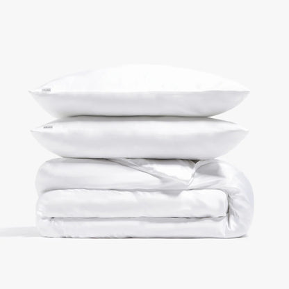 Premium Silk Duvet Cover Set White