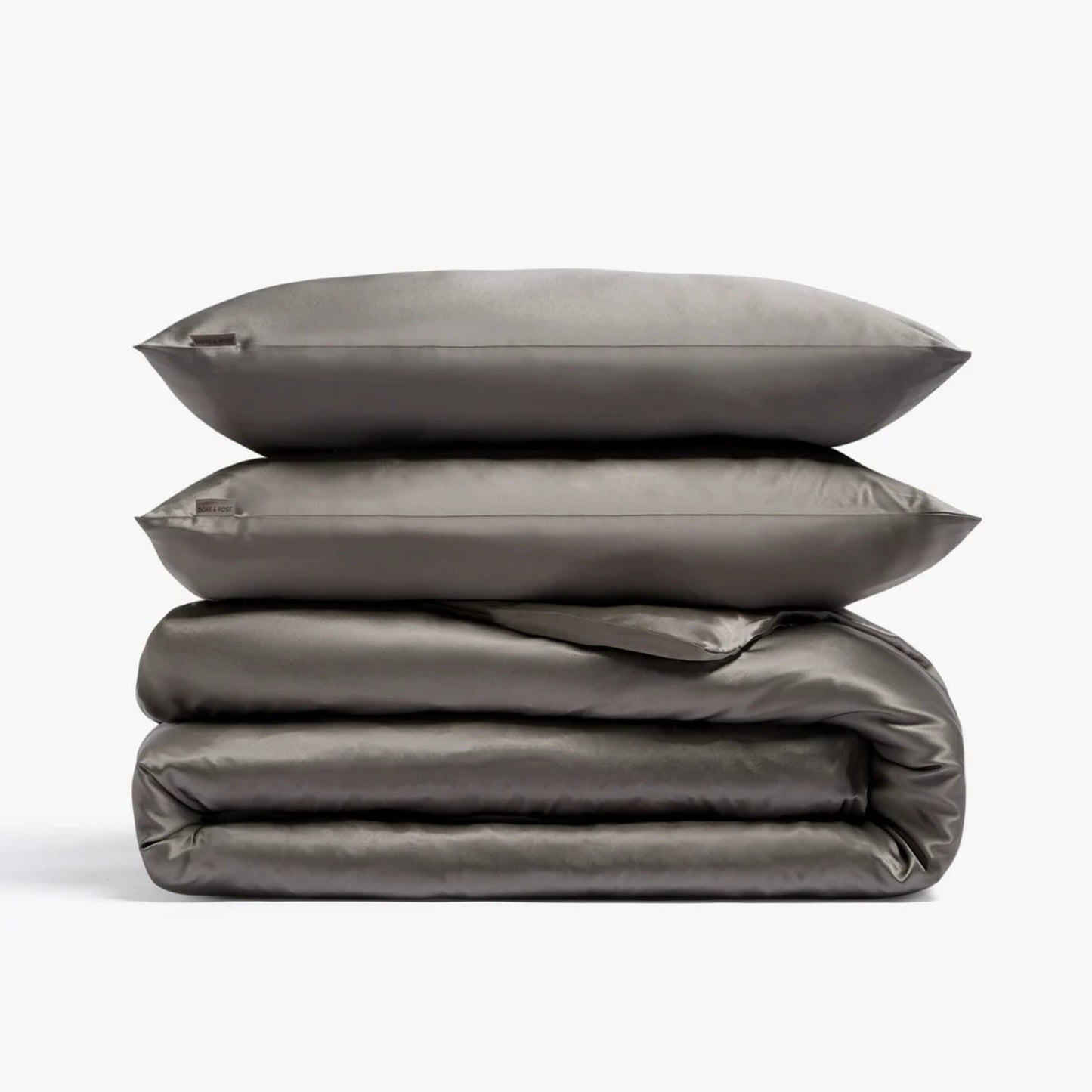 Premium Silk Duvet Cover Set White Brown